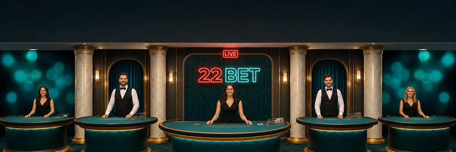 Ζωντανά τραπέζια του 22Bet με ντίλερ σε στούντιο